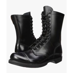 Corcoran Mens 995 Black Leather Side Zip Cap Toe Jump Combat Work Boots Size 9W
